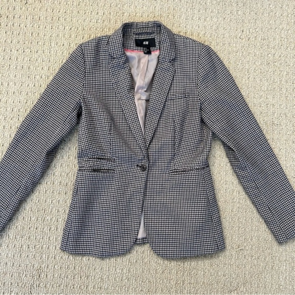 H&M single breasted houndstooth blazer